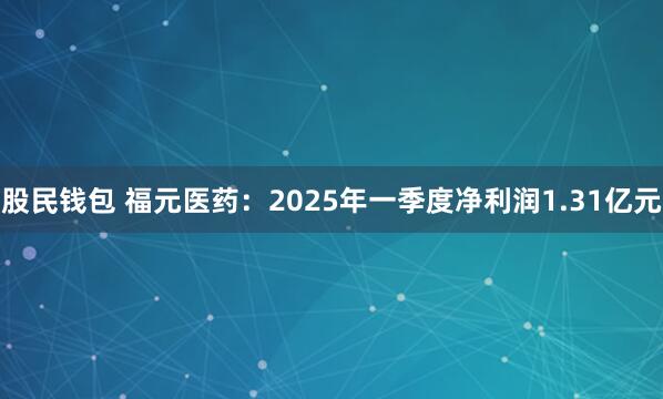 股民钱包 福元医药：2025年一季度净利润1.31亿元